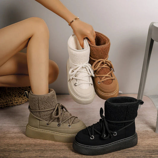 Women's Orthopedic Lace-Up Ankle Boots for Daily Use Warm