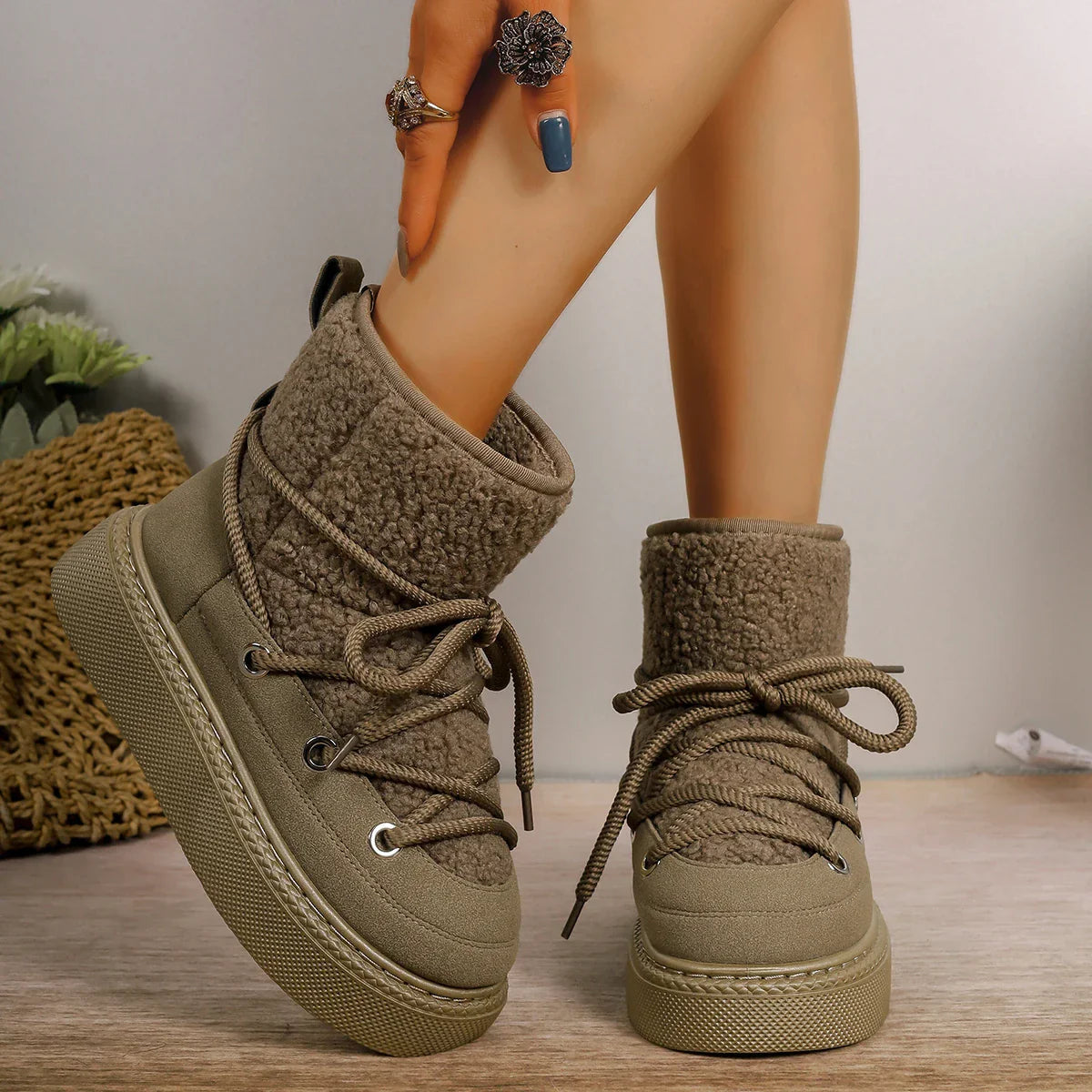 Women's Orthopedic Lace-Up Ankle Boots for Daily Use Warm