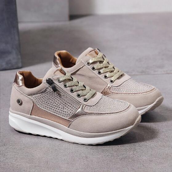 Women's Orthopedic Zipped Sneakers for Comfort and Support Beige