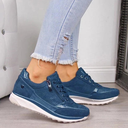Women's Orthopedic Zipped Sneakers for Comfort and Support Blue