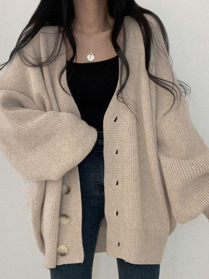 Women's Multi-Color Oversized Button-Front Knit Cardigan