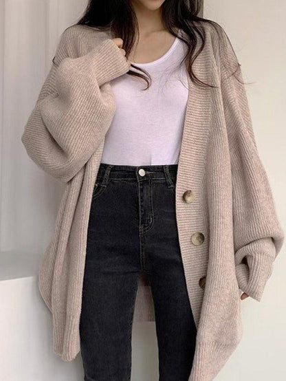 Women's Multi-Color Oversized Button-Front Knit Cardigan