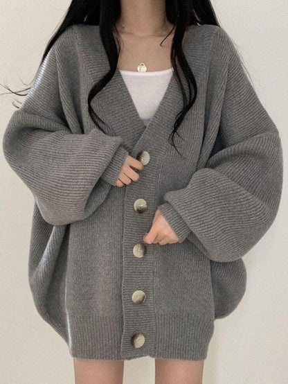 Women's Multi-Color Oversized Button-Front Knit Cardigan