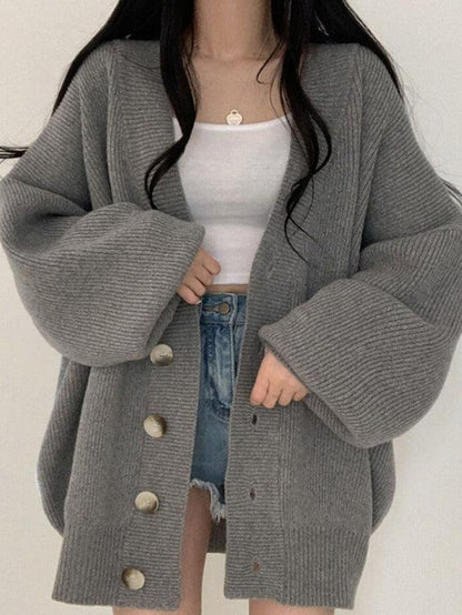 Women's Multi-Color Oversized Button-Front Knit Cardigan