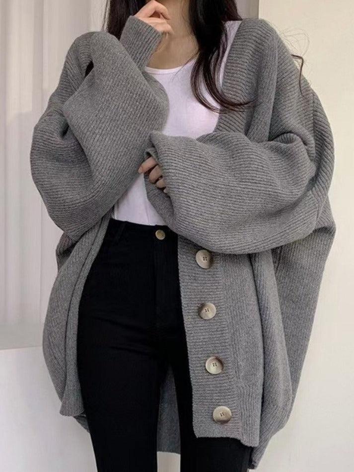 Women's Multi-Color Oversized Button-Front Knit Cardigan