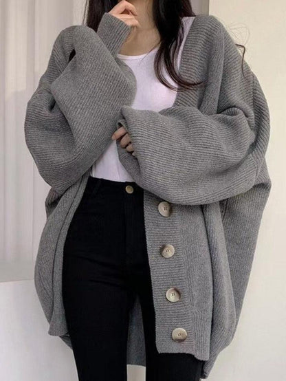Women's Multi-Color Oversized Button-Front Knit Cardigan