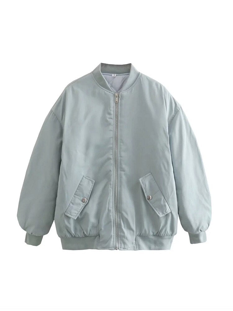 Women's Oversized Casual Bomber Jacket for Daily Use Warm