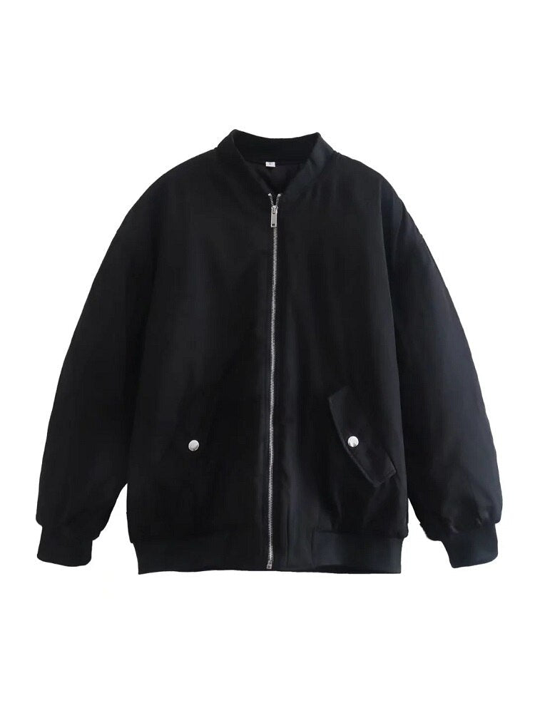 Women's Oversized Casual Outerwear Jacket for Daily Use Black