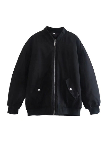 Women's Oversized Casual Outerwear Jacket for Daily Use Black