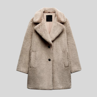 Women's Oversized Cozy Teddy Coat for Fall and Winter Everyday Wear Beige