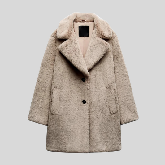 Women's Oversized Cozy Teddy Coat for Fall and Winter Everyday Wear Beige