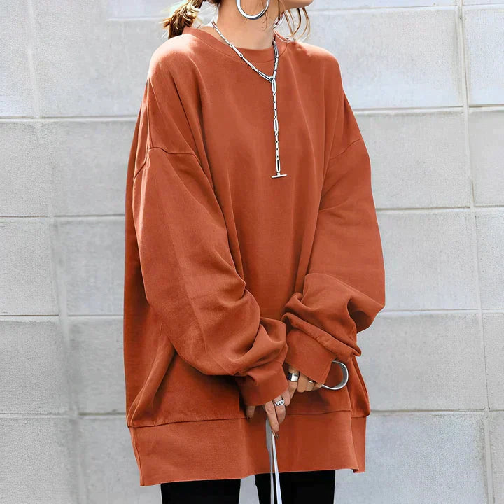 Women's Oversized Cozy Tunic Sweater for Fall and Winter Everyday Wear Orange