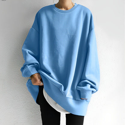 Women's Oversized Crewneck Pullover Sweater for Daily Use Blue