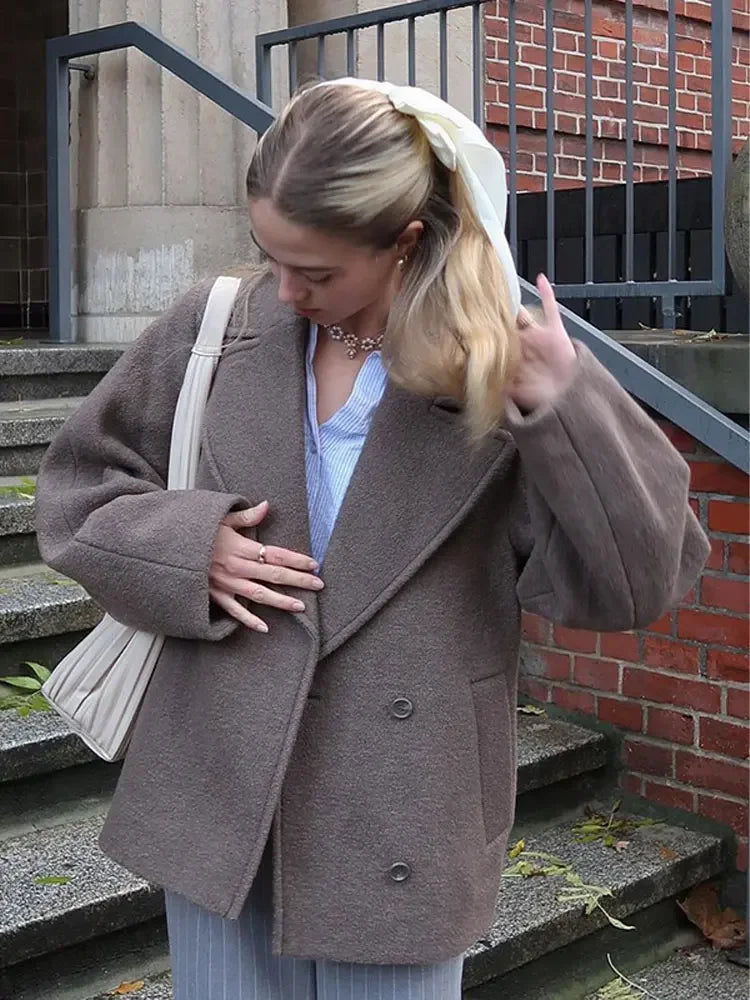 Women's Oversized Double-Breasted Winter Coat for Daily Use