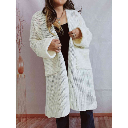 Women's Multi-Color Oversized Knit Cardigan for Fall and Winter White