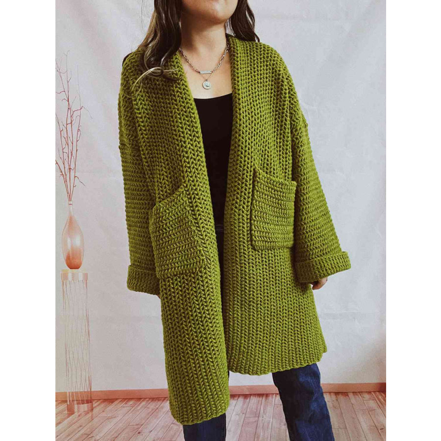 Women's Multi-Color Oversized Knit Cardigan for Fall and Winter Moss