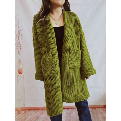 Women's Multi-Color Oversized Knit Cardigan for Fall and Winter Moss