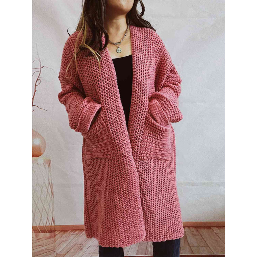 Women's Multi-Color Oversized Knit Cardigan for Fall and Winter Dusty Pink