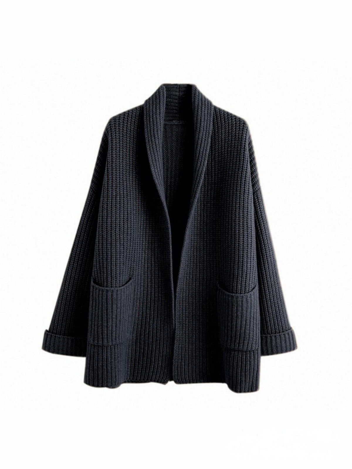 Women's Multi-Color Oversized Open Front Cardigan for Daily Use Warm Black