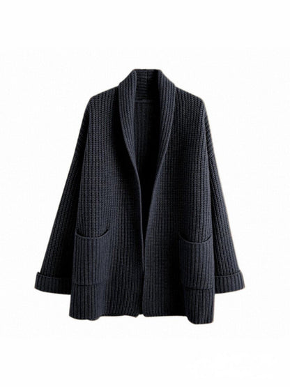 Women's Multi-Color Oversized Open Front Cardigan for Daily Use Warm Black