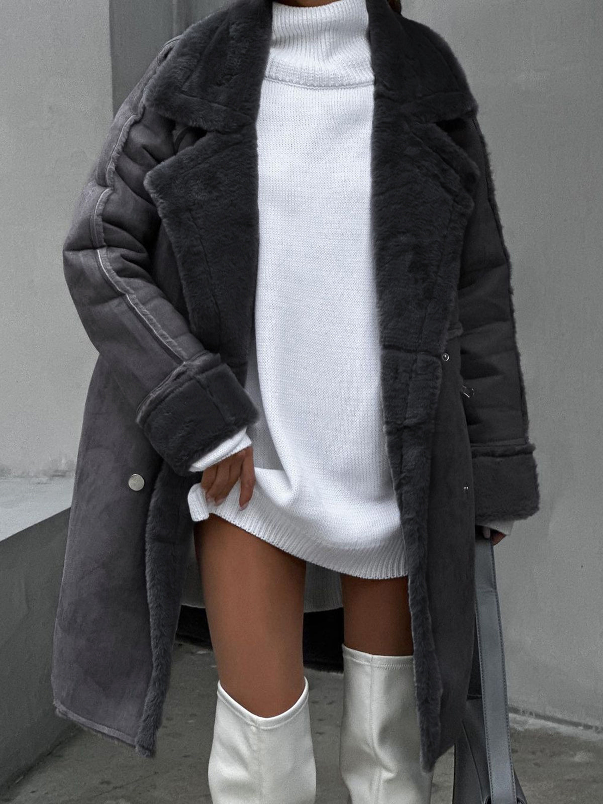 Women's Oversized Shearling Long Coat for Daily Use Warm