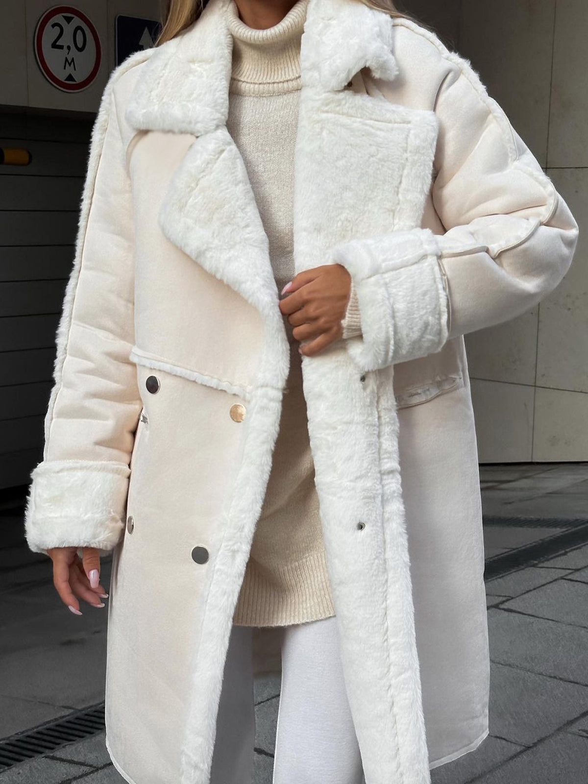 Women's Oversized Shearling Long Coat for Daily Use Warm