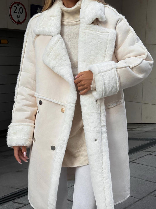 Women's Oversized Shearling Long Coat for Daily Use Warm