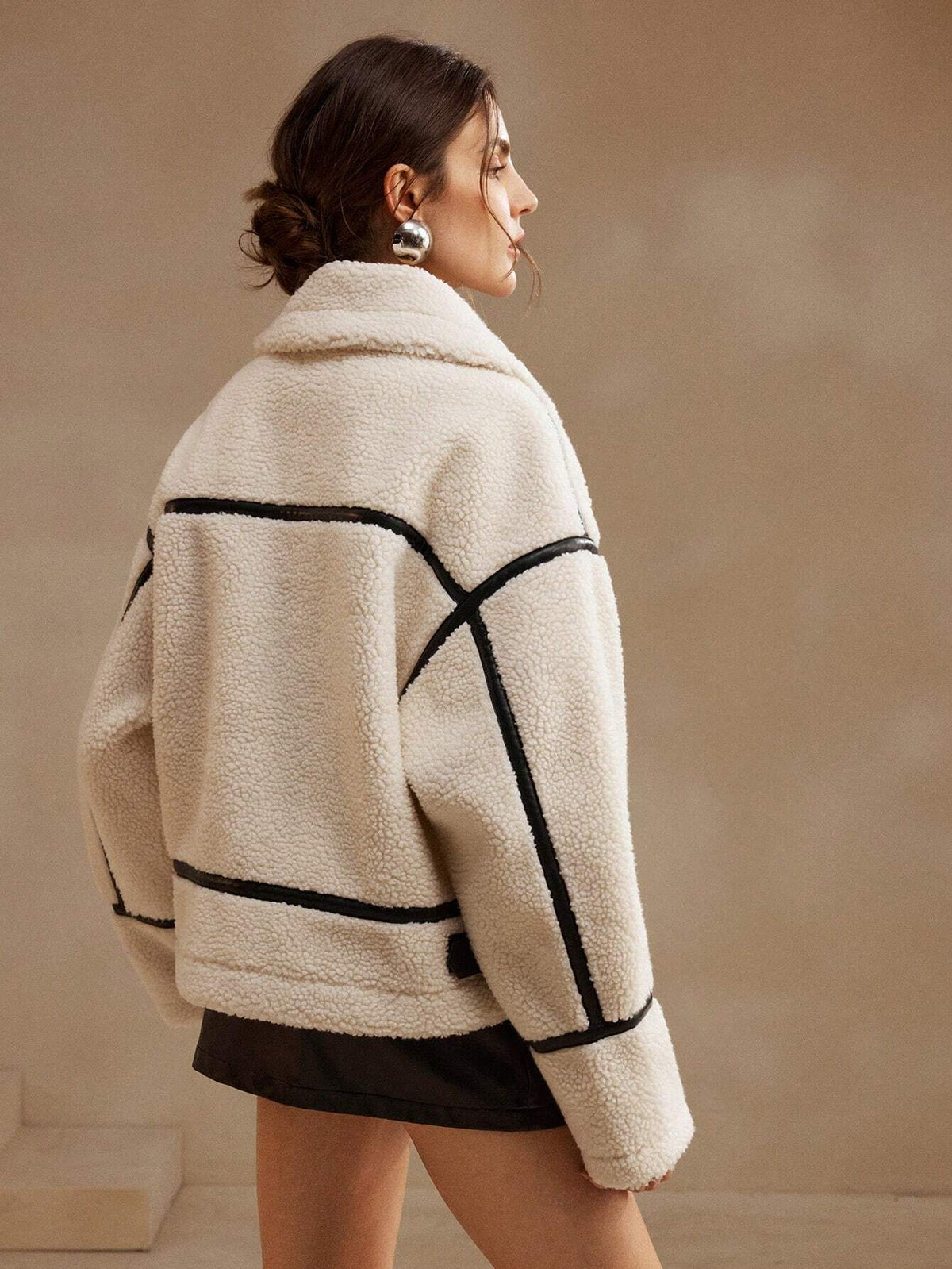 Women's Oversized Sherpa Jacket with Zipper for Daily Use