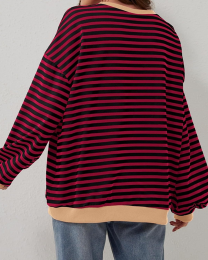 Women's Lightweight Oversized Striped Sweatshirt for Daily Use