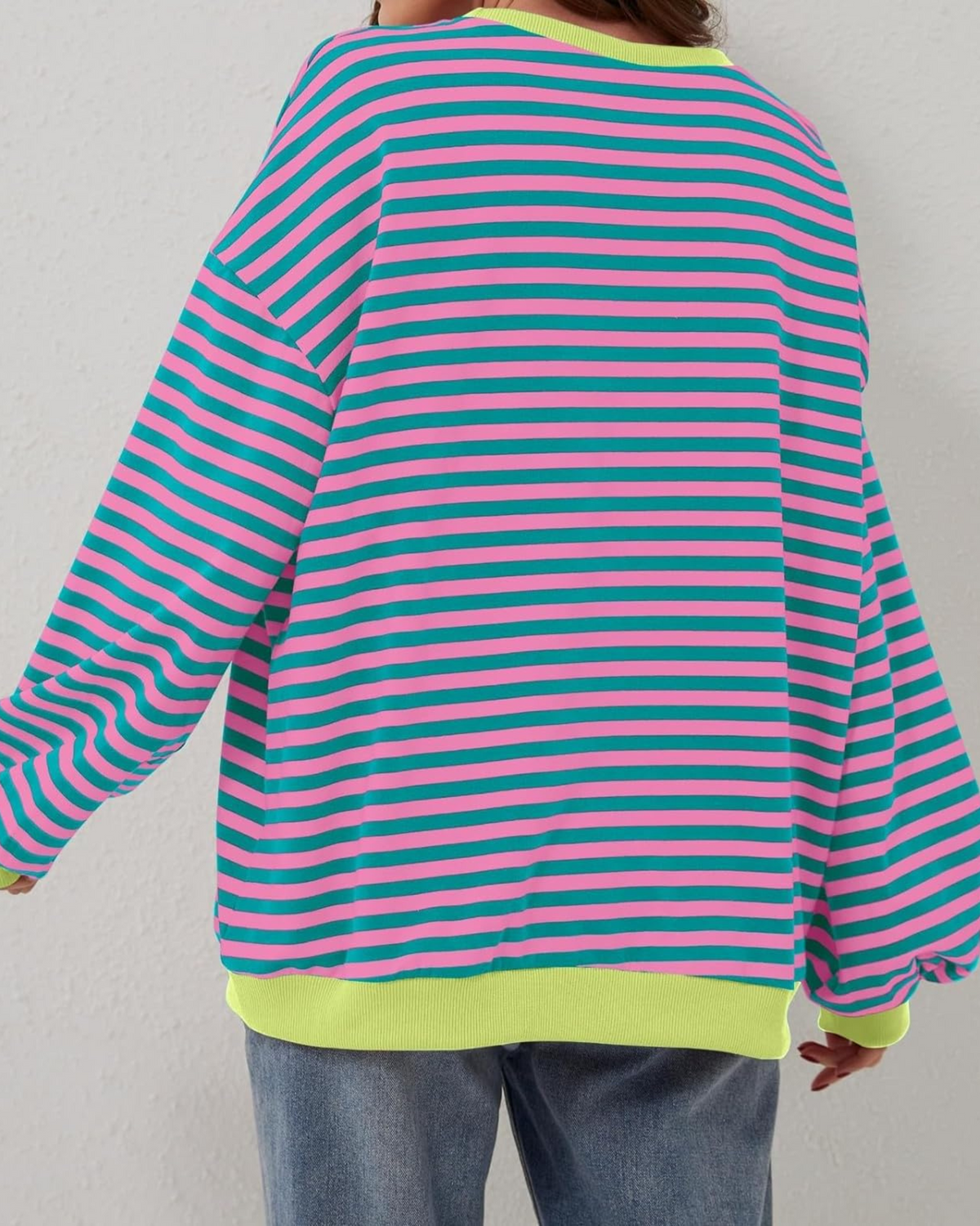 Women's Lightweight Oversized Striped Sweatshirt for Daily Use