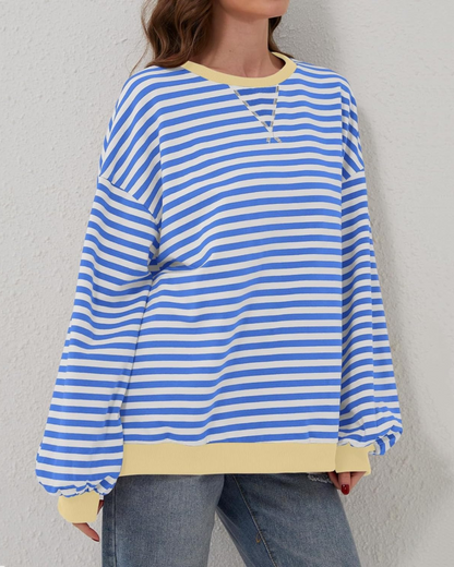 Women's Lightweight Oversized Striped Sweatshirt for Daily Use