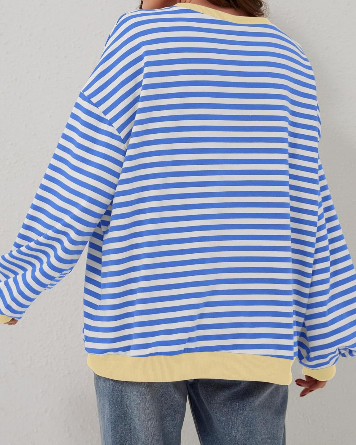 Women's Lightweight Oversized Striped Sweatshirt for Daily Use