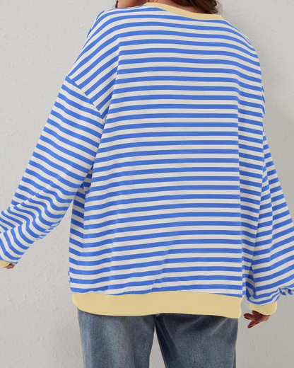Women's Lightweight Oversized Striped Sweatshirt for Daily Use