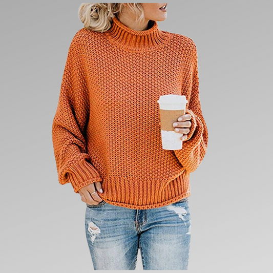 Women's Multi-Color Oversized Turtleneck Sweater for Fall and Winter