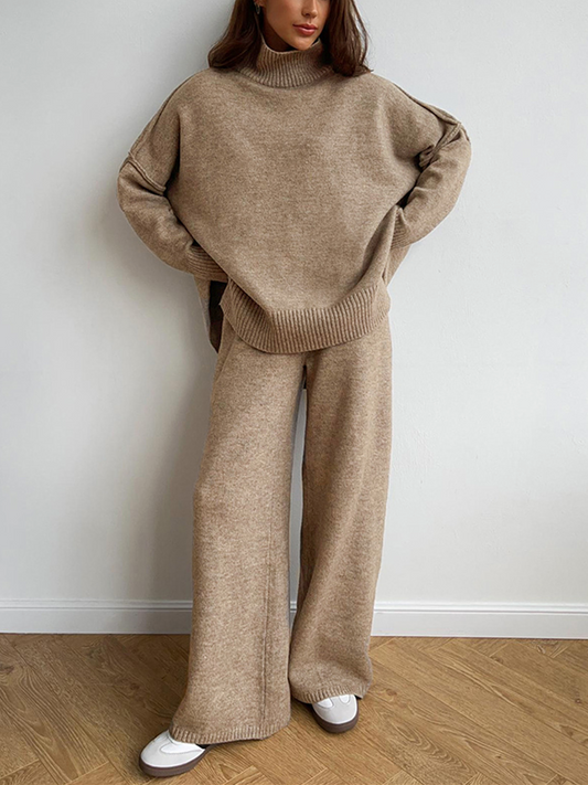 Women's Oversized Two-Piece Lounge Set for Daily Use Warm Beige