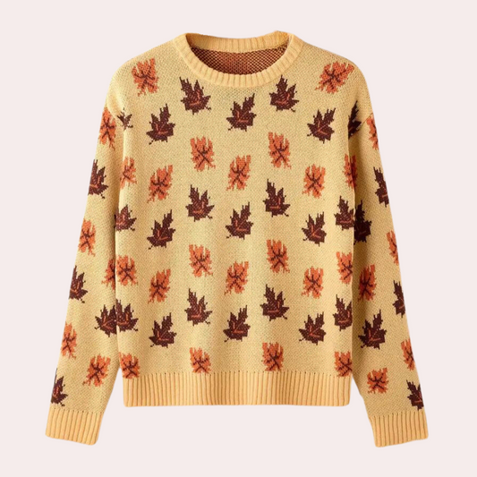 Women's Patterned Crewneck Knit Sweater for Daily Use Warm Khaki