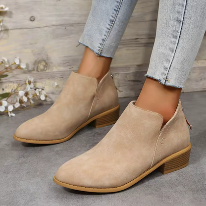 Women's Pointed Toe Ankle Boots for Fall and Winter Everyday Wear Apricot