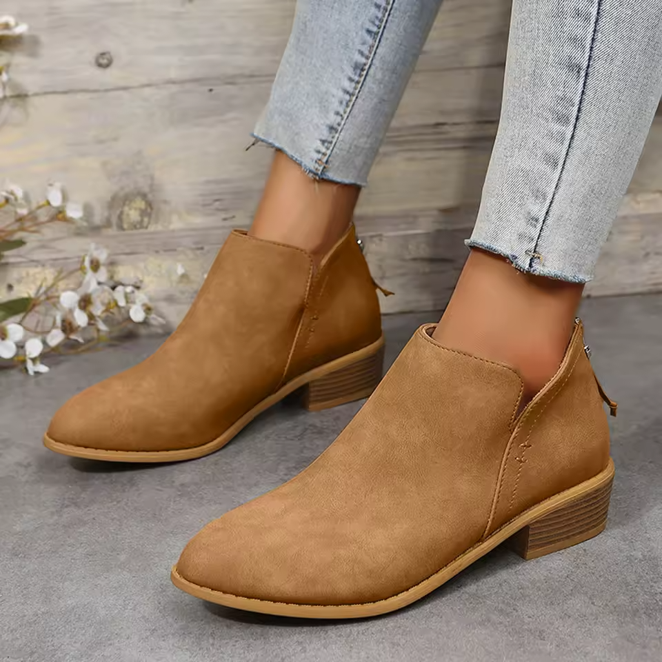 Women's Pointed Toe Ankle Boots for Fall and Winter Everyday Wear Brown