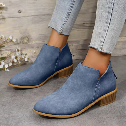 Women's Pointed Toe Ankle Boots for Fall and Winter Everyday Wear Blue