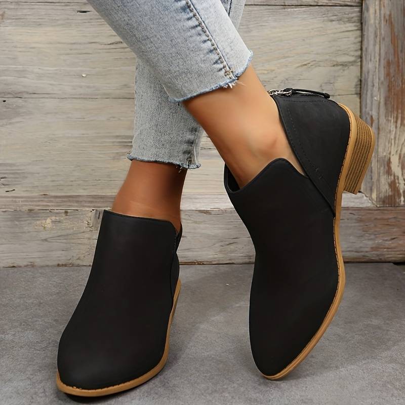 Women's Pointed Toe Ankle Boots for Fall and Winter Everyday Wear Black