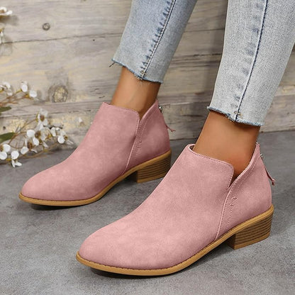 Women's Pointed Toe Ankle Boots for Fall and Winter Everyday Wear Pink