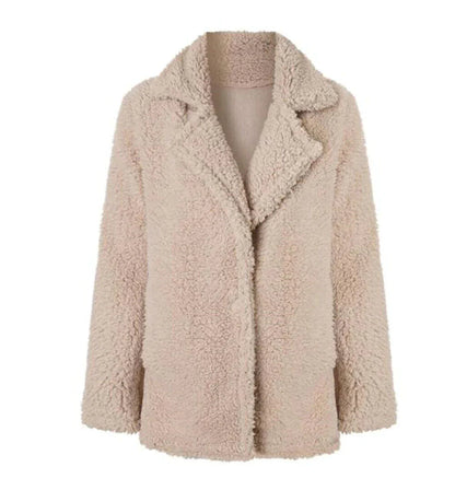 Women's Relaxed Fit Cozy Teddy Jacket for Daily Use Warm Brown