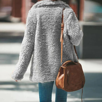 Women's Relaxed Fit Cozy Teddy Jacket for Daily Use Warm