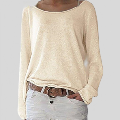 Women's Relaxed Fit Long Sleeve Sweater for Daily Use Warm Beige