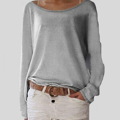 Women's Relaxed Fit Long Sleeve Sweater for Daily Use Warm Gray