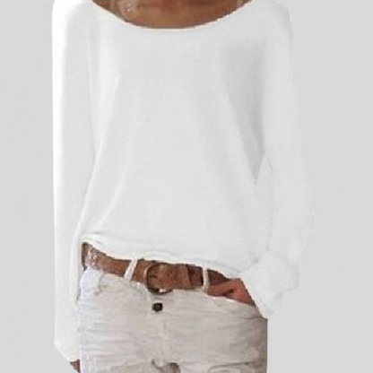 Women's Relaxed Fit Long Sleeve Sweater for Daily Use Warm White