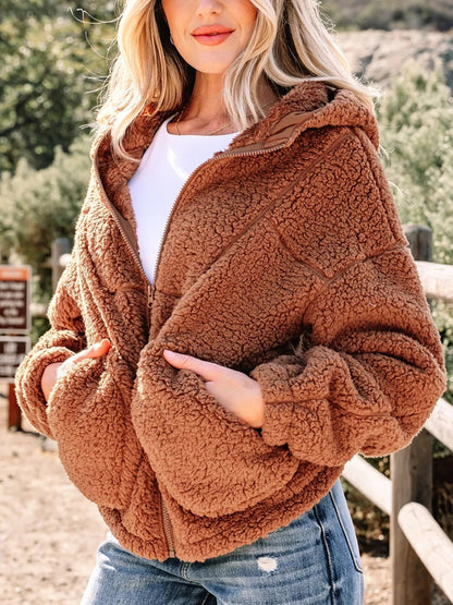 Women's Relaxed Fit Zip Up Jacket for Fall and Winter Everyday Wear