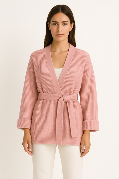 Women's Ribbed Knit Wrap Sweater for Fall and Winter Everyday Wear