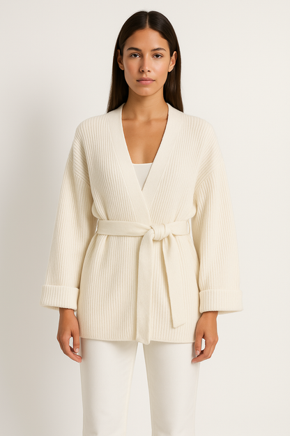 Women's Ribbed Knit Wrap Sweater for Fall and Winter Everyday Wear