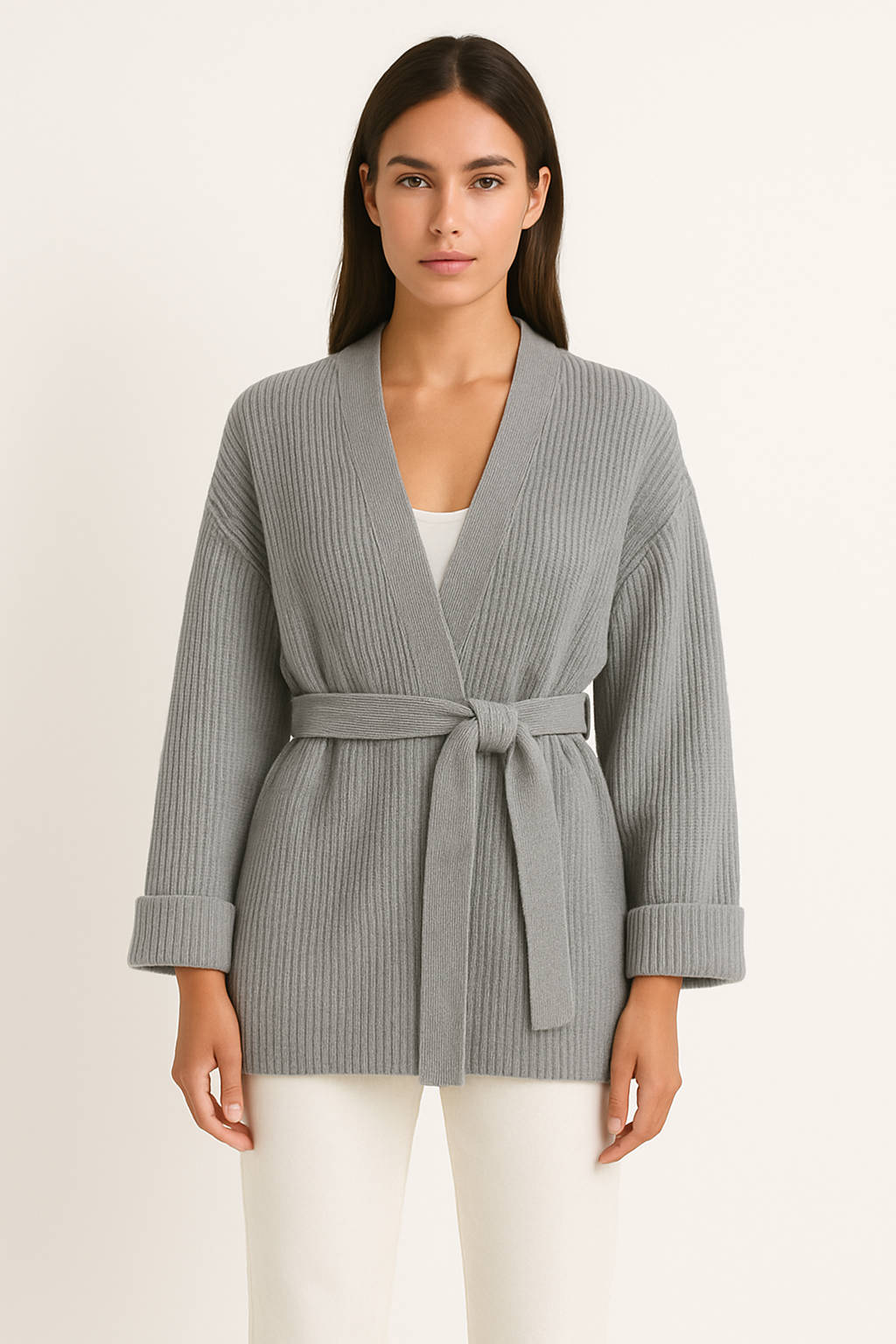 Women's Ribbed Knit Wrap Sweater for Fall and Winter Everyday Wear